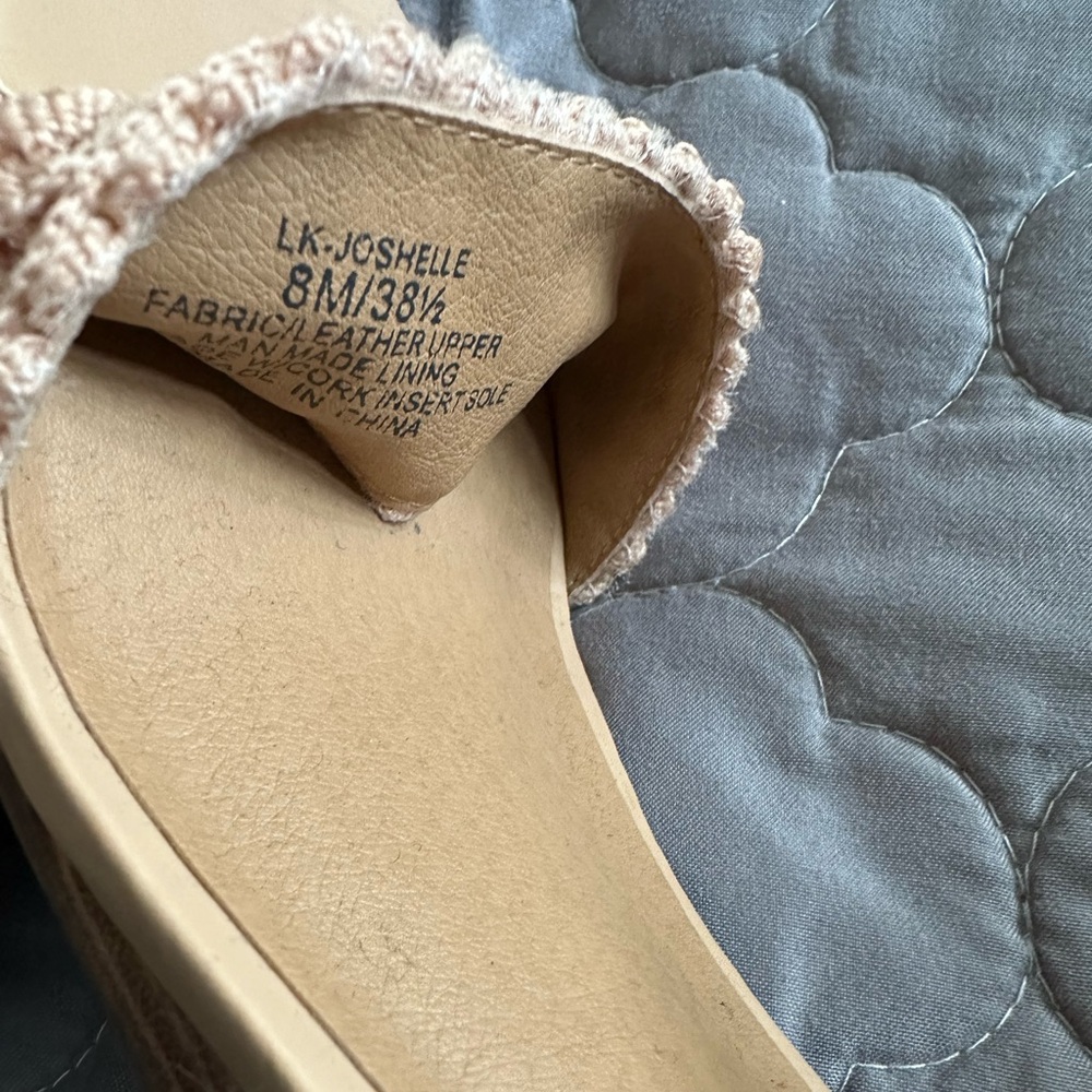 Lucky Brand Peach Leather Embroidered Ankle-Strap Wedge Sandal - Picture 2 of 7